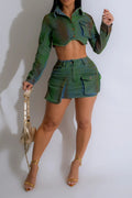 Cargo Denim Skirt Set Lavish Daily