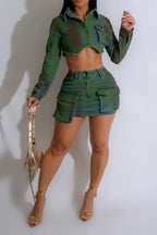 Cargo Denim Skirt Set Lavish Daily