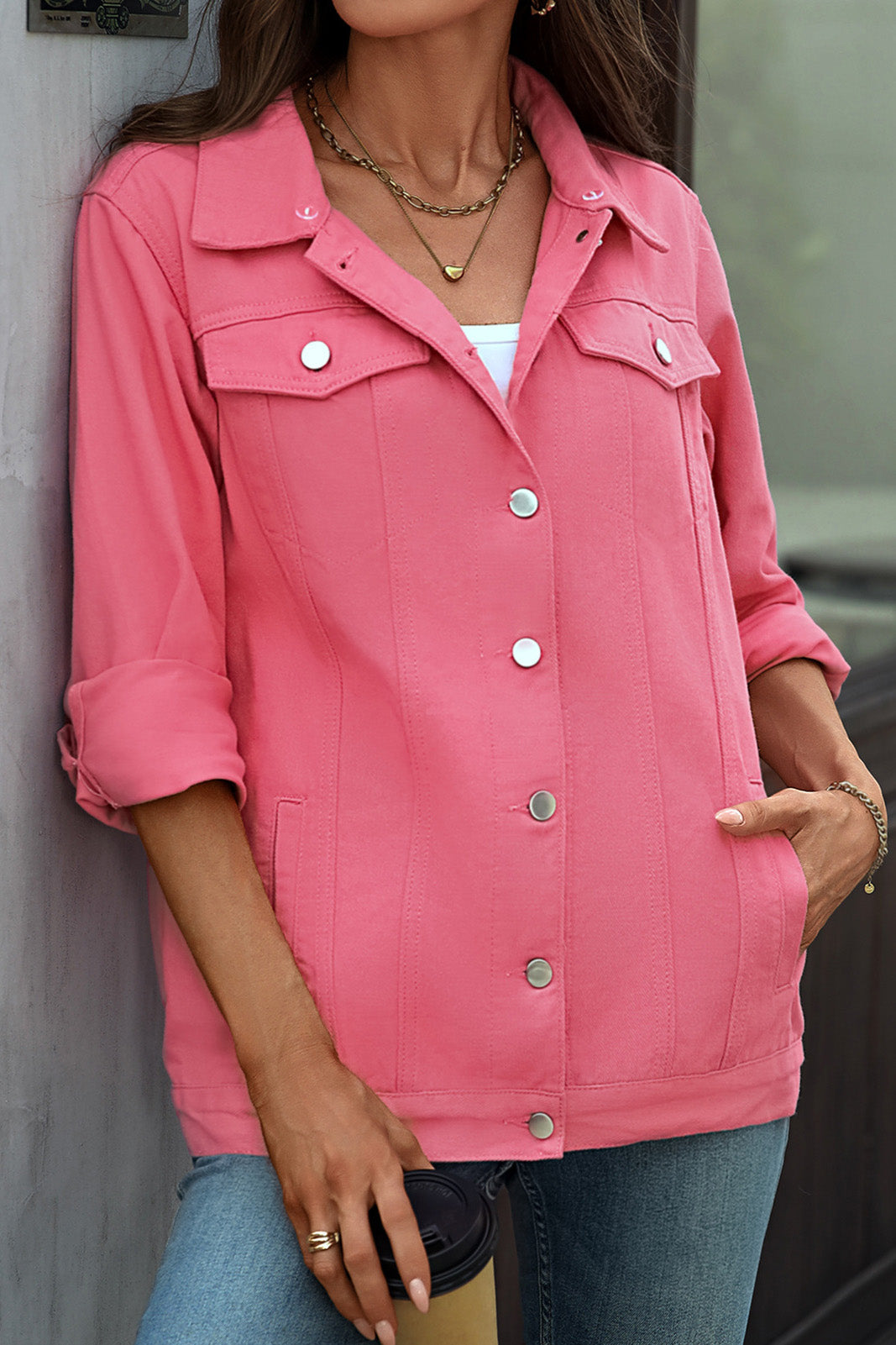 Trendy Women's Button-Up Denim Jacket Lavish Daily