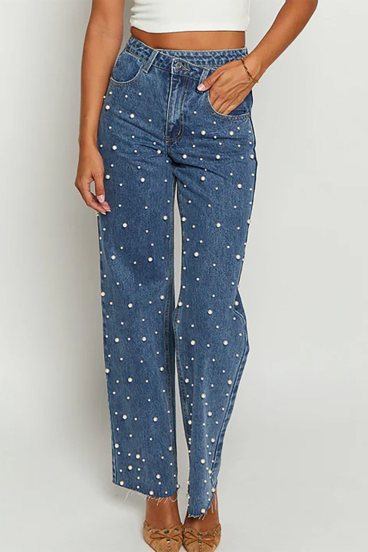 Pearl Mix Straight Leg Jeans Lavish Daily