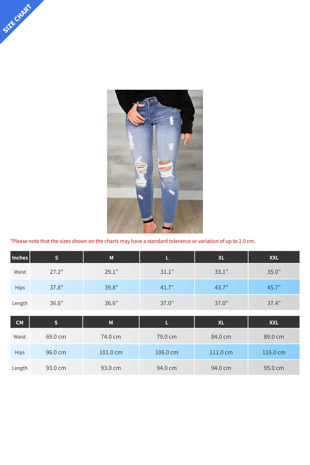 High Waist Stretch Ripped Jeans - Skinny Fit Lavish Daily