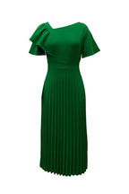 Pleated Flounce Sleeve Slim Fit Dress Lavish Daily