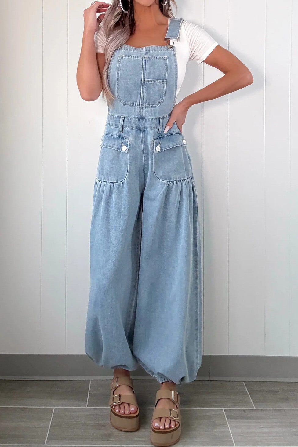 Loose Fit Denim Jumpsuit with Straps Lavish Daily