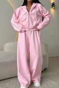 Hooded Zip Sweatshirt & Drawstring Pants Set Lavish Daily
