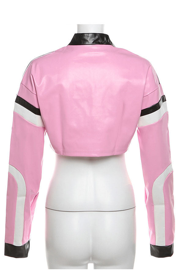 Faux Leather Varsity Jacket Lavish Daily