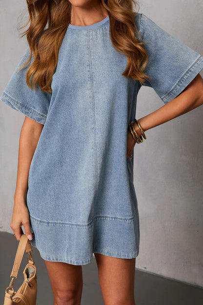 Light Wash Denim T-Shirt Dress Lavish Daily
