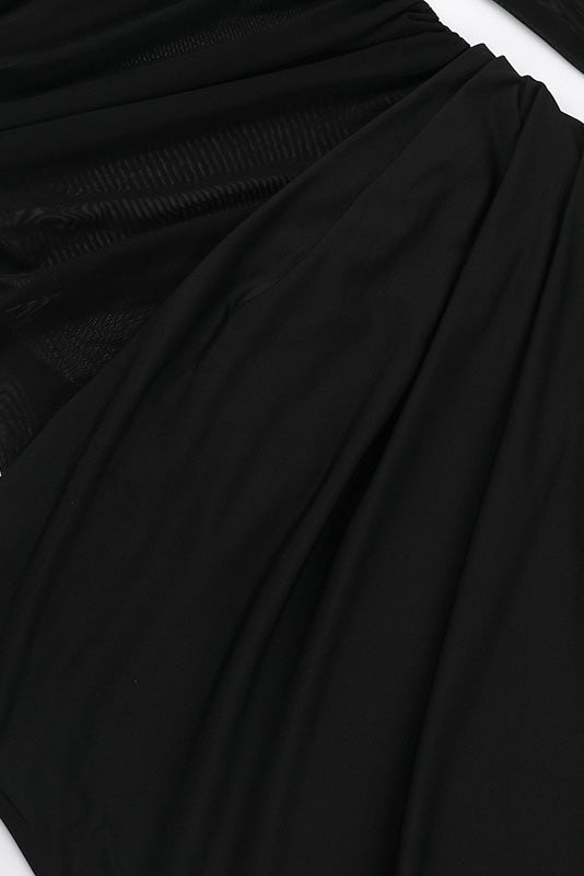 Off-Shoulder Mesh Cutout Bodycon Dress Lavish Daily