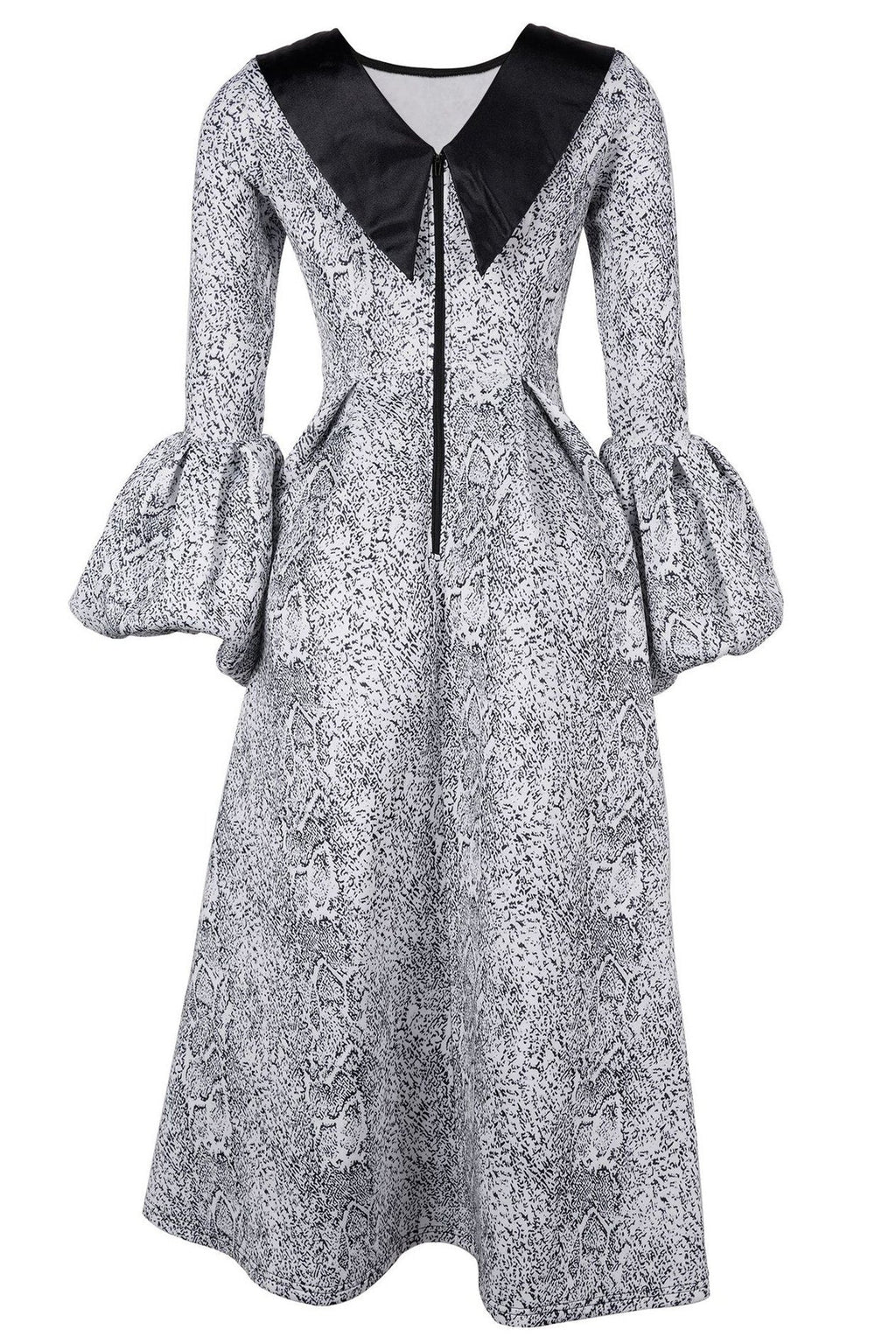 Printed Puff-Sleeve Midi Dress Lavish Daily