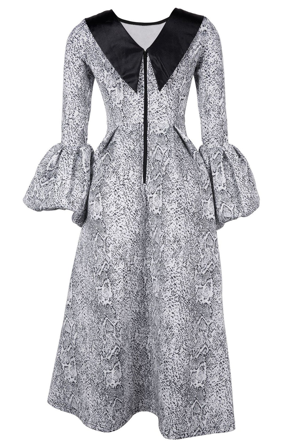 Printed Puff-Sleeve Midi Dress Lavish Daily