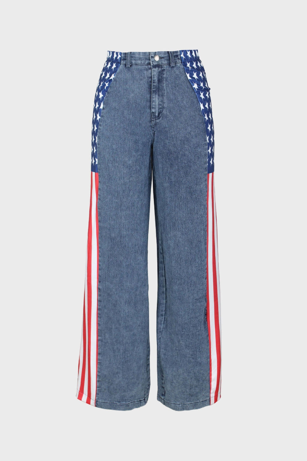 American Flag Print Light Wash Jeans Lavish Daily