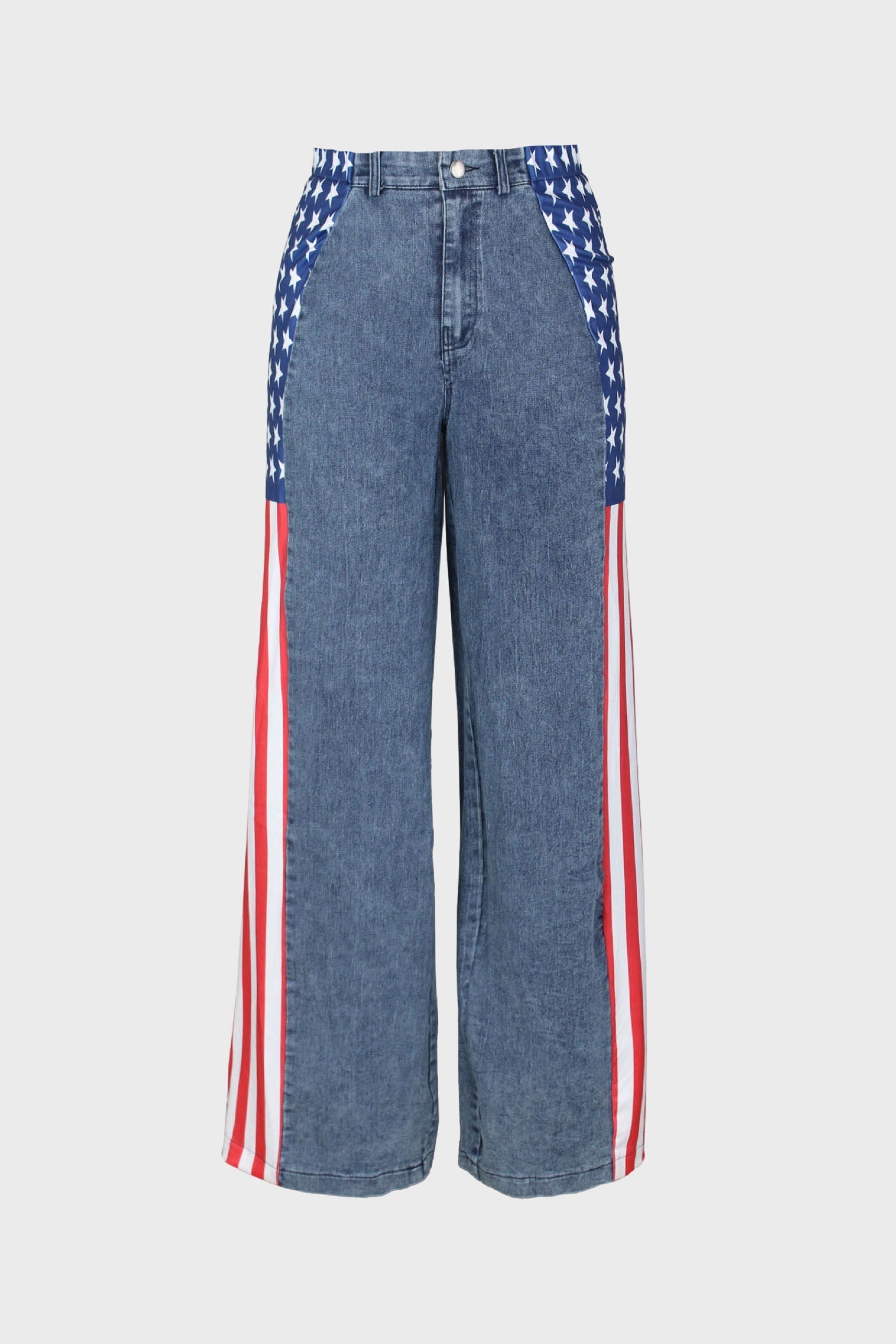 American Flag Print Light Wash Jeans Lavish Daily
