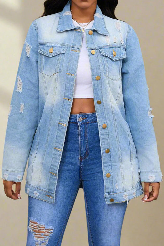 Distressed Denim Jacket Lavish Daily