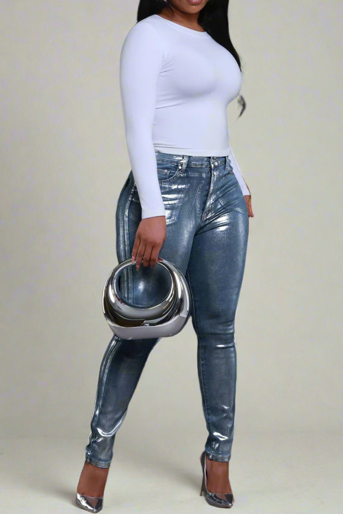 Lustrous Silver Jeans Lavish Daily