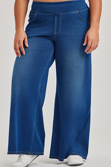 Curvy High-Stretch Wide Leg Pull-On Jeans Lavish Daily