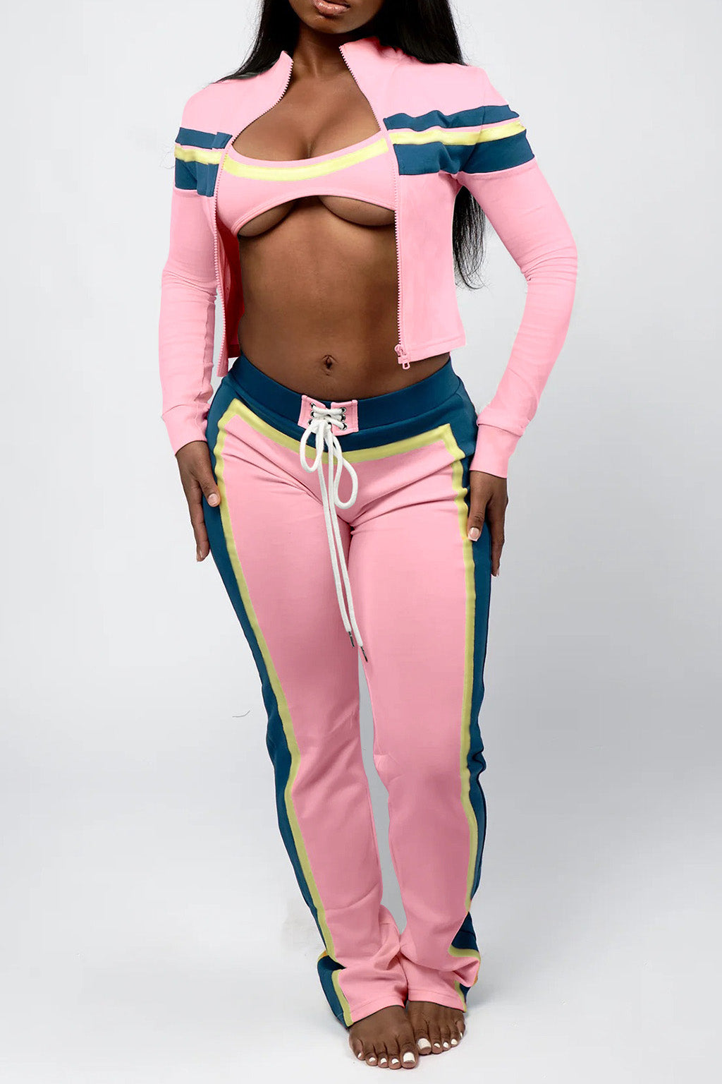 Printed Front-Tie Top and Long Pants Set Lavish Daily