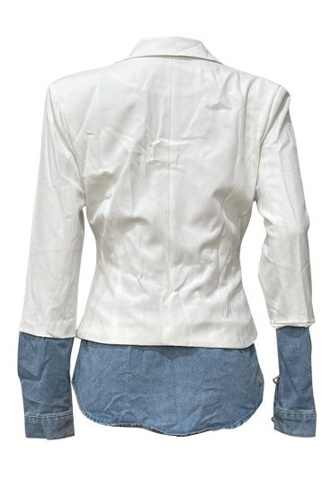 Patchwork Denim Blazer Lavish Daily