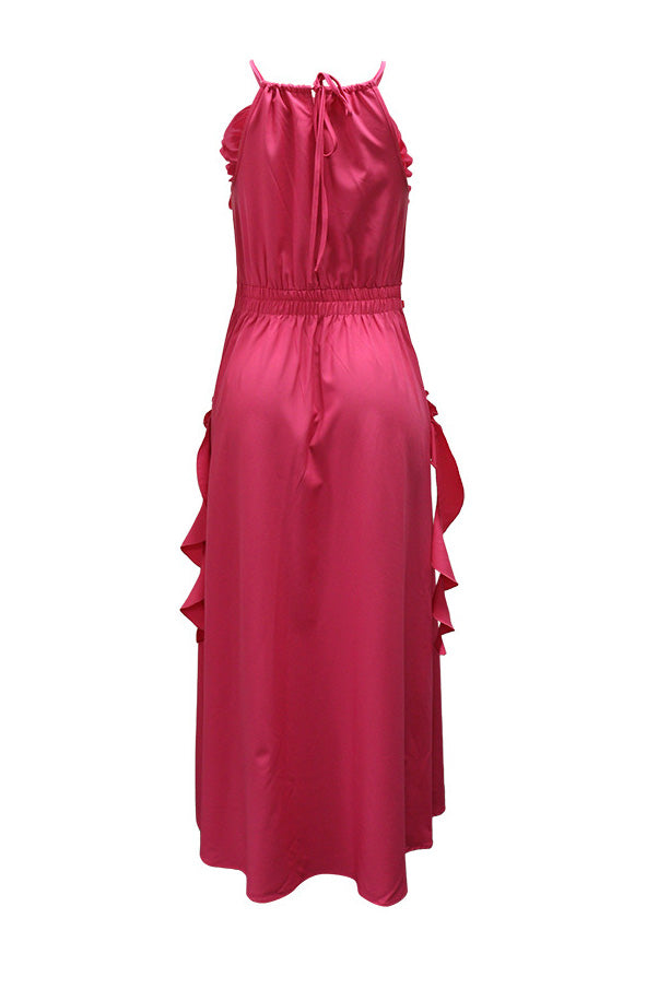 Tie-Strap Sleeveless Ruffled Maxi Dress Lavish Daily
