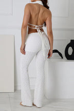Tie-Up Backless Halter with Long Pants Sets Lavish Daily