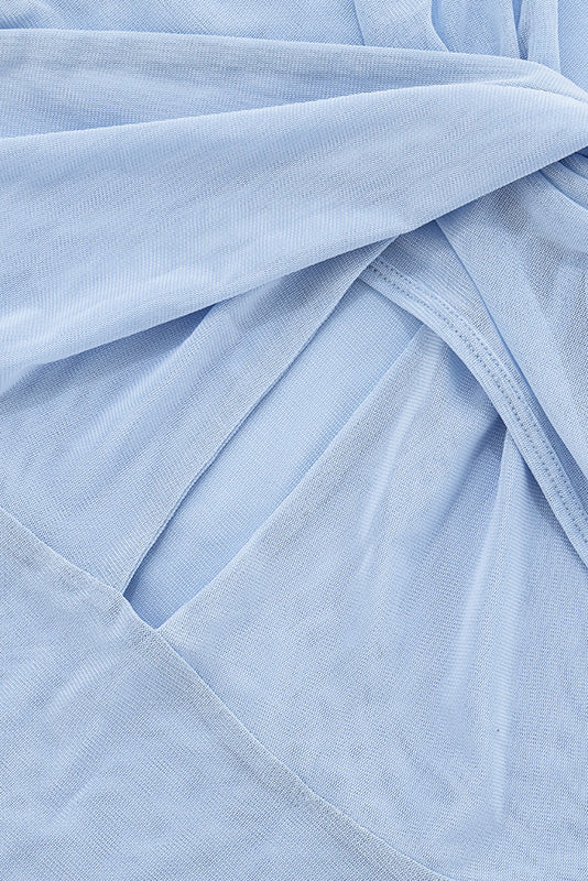 Mesh Cutout Cross Long Sleeve Bodycon Dress Lavish Daily