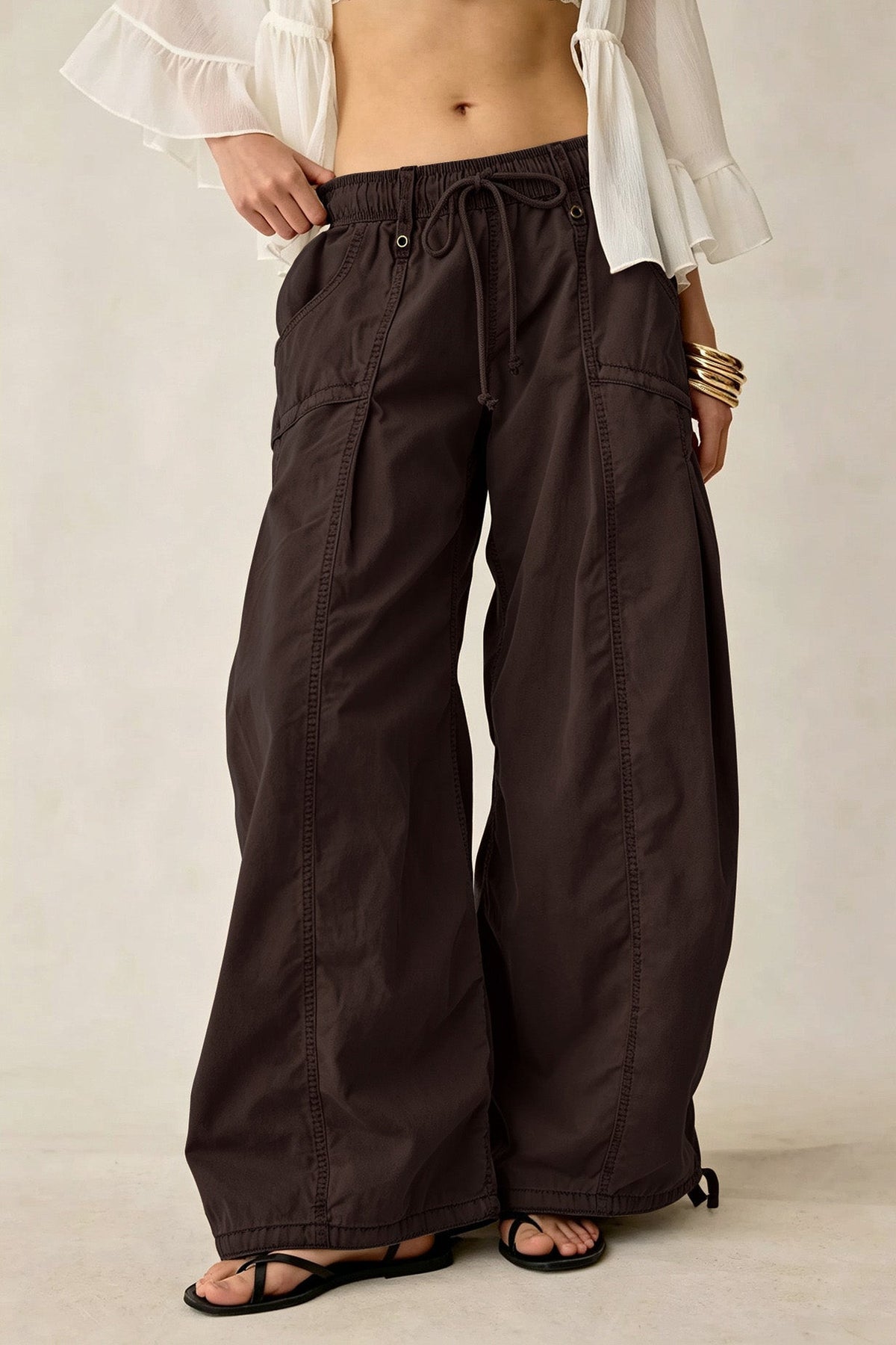 Wide Leg Drawstring Parachute Pant Lavish Daily