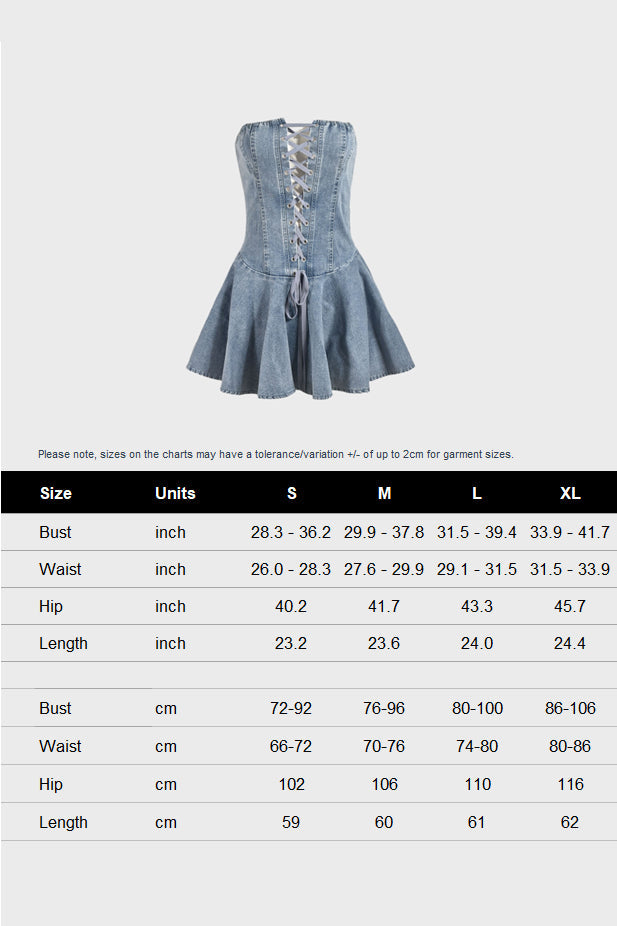 Sweet Denim Corset Flare Mini Dress Lavish Daily