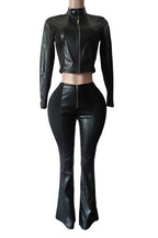 PU Leather Long Sleeve Top and Pants Set Lavish Daily