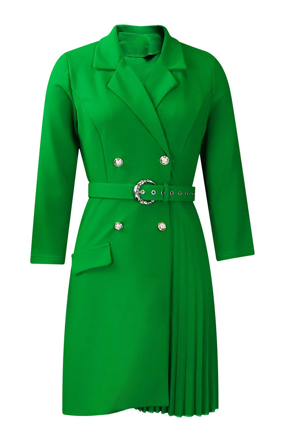 Pleated Patchwork Midi Blazer Dress Lavish Daily