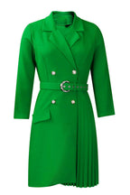 Pleated Patchwork Midi Blazer Dress Lavish Daily