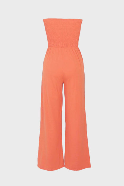 Strapless Smocked Tube Top Jumpsuit Lavish Daily