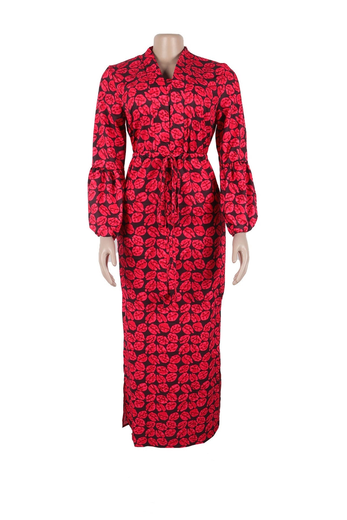 Print Slit V Neck Long Dresses Lavish Daily