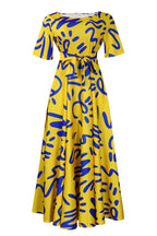Tie-Waist Floral Print Short Sleeve Dress Lavish Daily