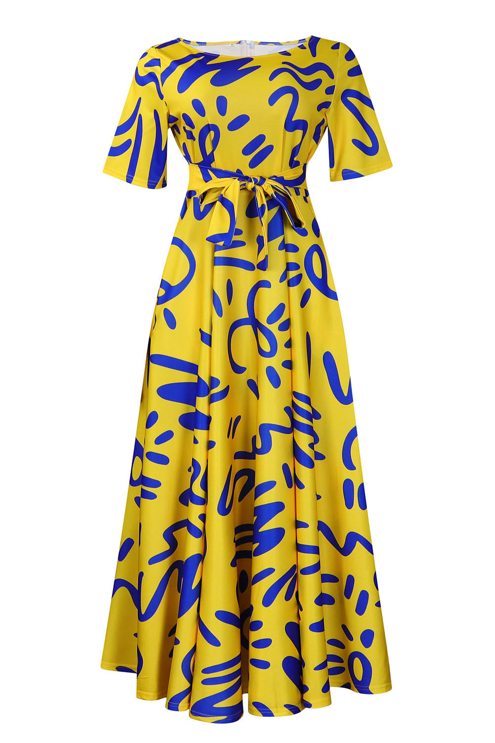 Tie-Waist Floral Print Short Sleeve Dress Lavish Daily