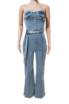 Strapless Slim Fit Washed Denim Jumpsuit Lavish Daily