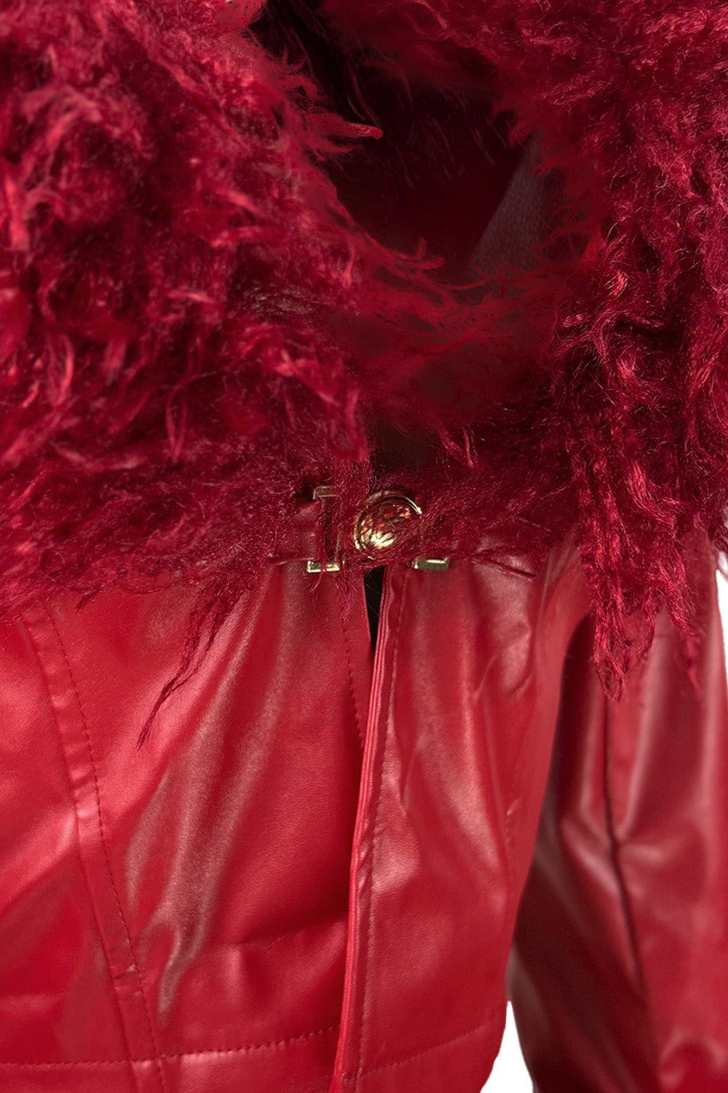 Detachable Fur Collar Cropped Faux Leather Jacket Lavish Daily