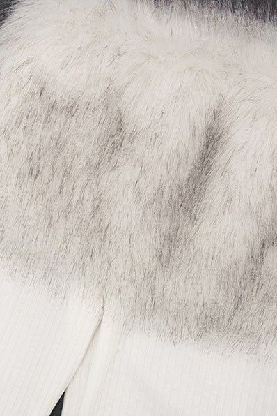 Off Shoulder Fur Trim Flare Sleeve Top Lavish Daily