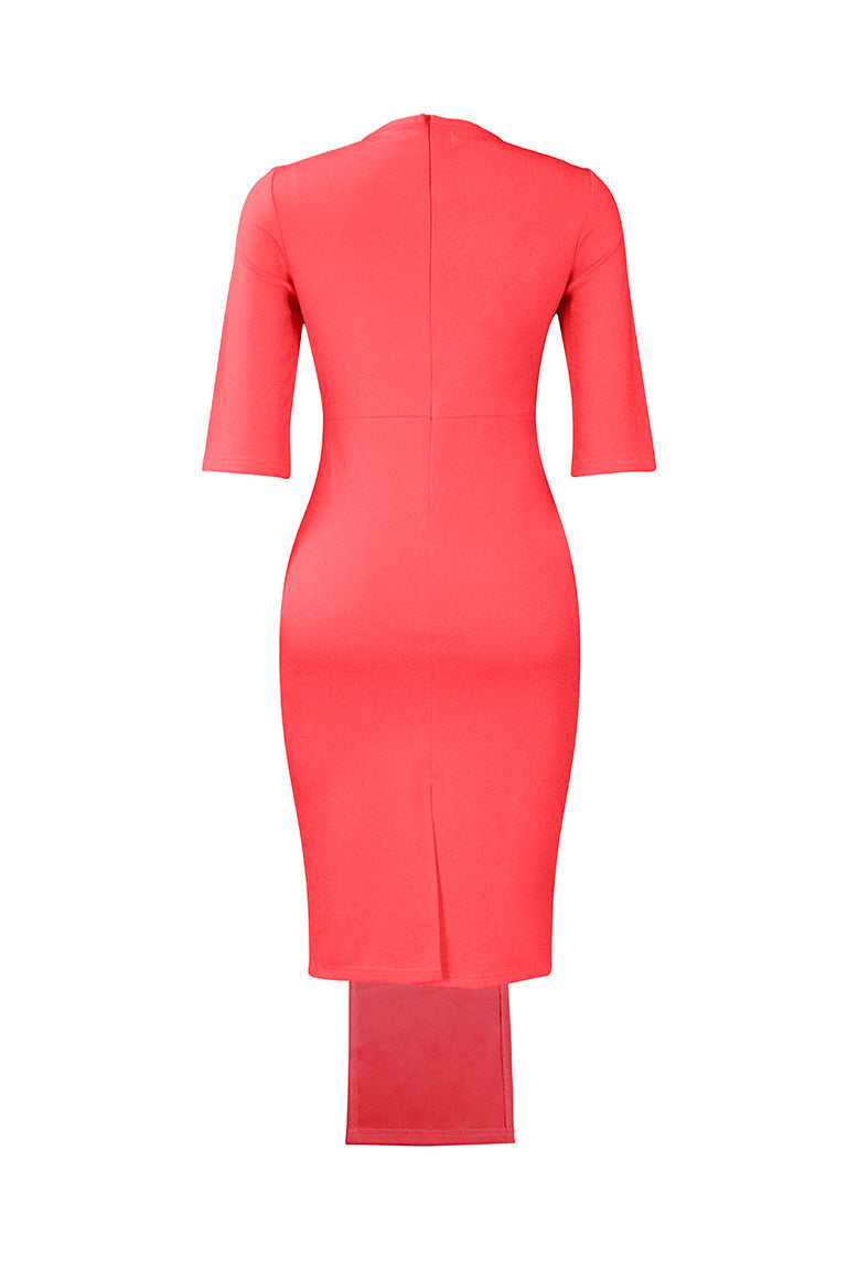 Elegant 3/4 Sleeve Front Slit Pencil Dress Lavish Daily