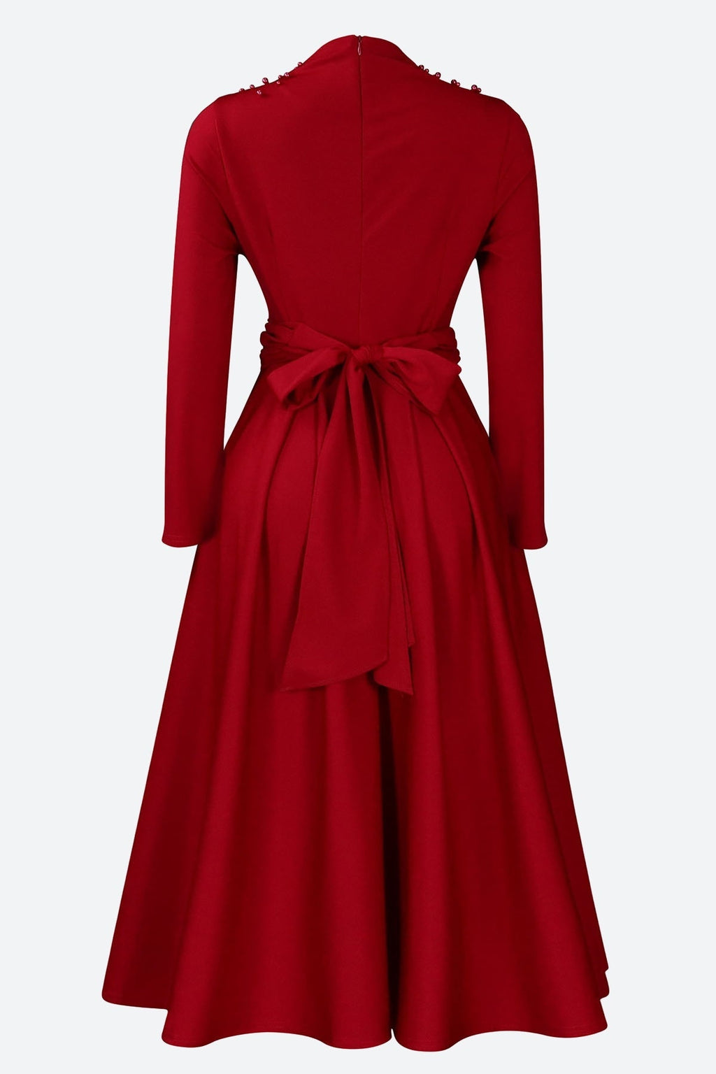 High Collar Elegant Beaded Large Swing Dress Lavish Daily