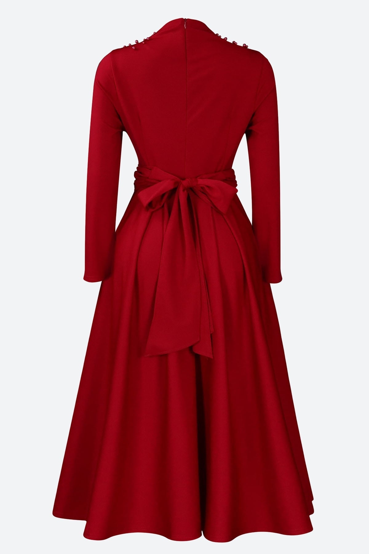 High Collar Elegant Beaded Large Swing Dress Lavish Daily