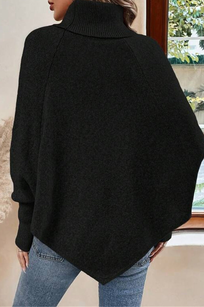 Cape Sweater with Turtleneck LavishDaily
