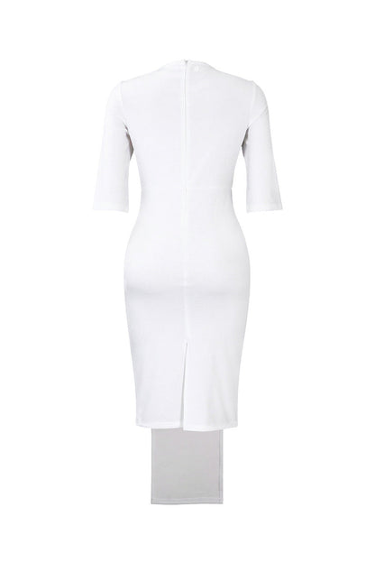 Elegant 3/4 Sleeve Front Slit Pencil Dress Lavish Daily