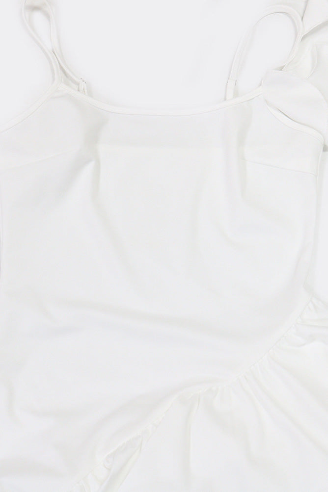 Solid Color Ruffle Hem Spaghetti Strap Dress Lavish Daily