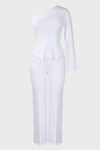 Long Sleeve A-Line Top Straight Leg Pants Matching Set Lavish Daily