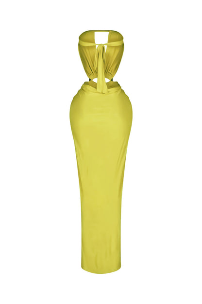Cutout Ruched High Slit Maxi Dress Lavish Daily