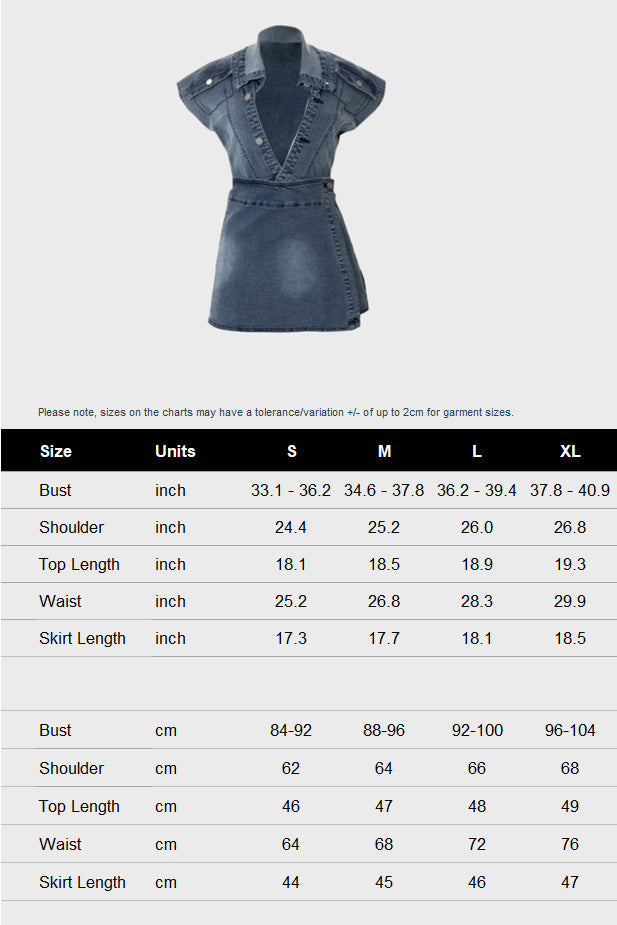 Turndown Collar High Split Denim Skirt Set Lavish Daily