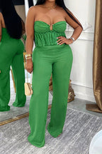 Sleeveless Tube Top Solid Color Jumpsuit Lavish Daily