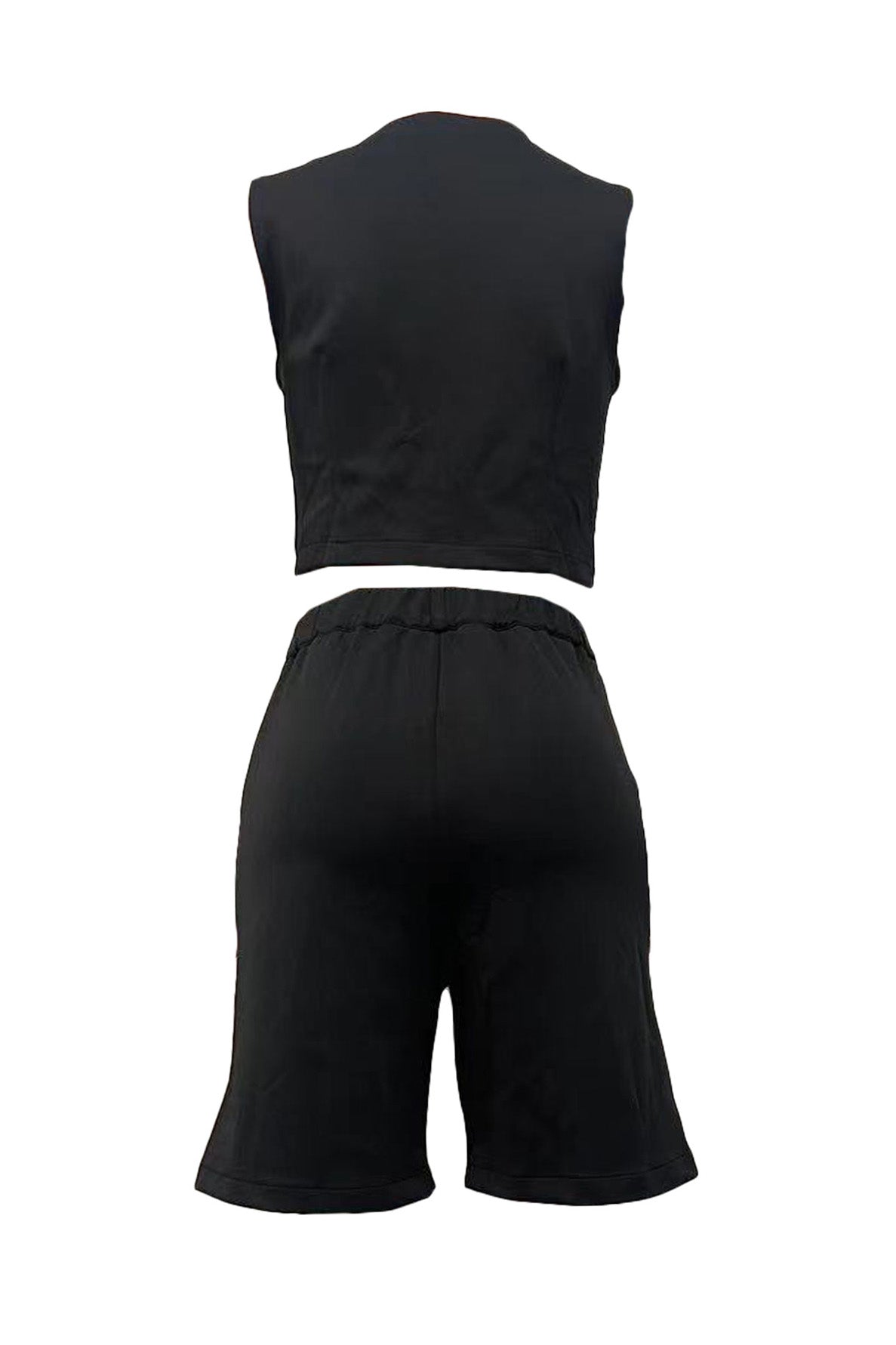 V-Neck Button Vest Top and Shorts 2-Piece Set Lavish Daily