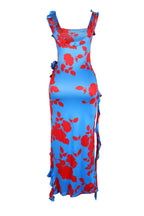 Long Strapless Dress With Slits and Tropical Print Lavish Daily