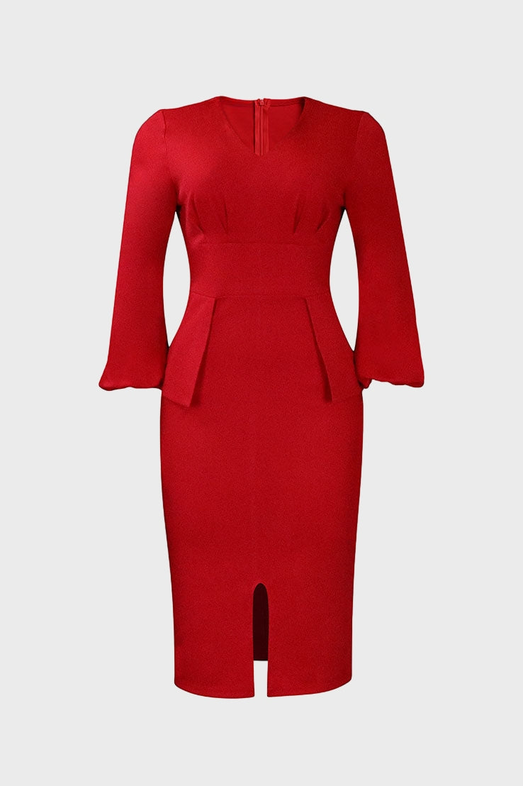 V-Neck Patchwork One-Step Skirt Dress Lavish Daily