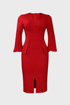 V-Neck Patchwork One-Step Skirt Dress Lavish Daily