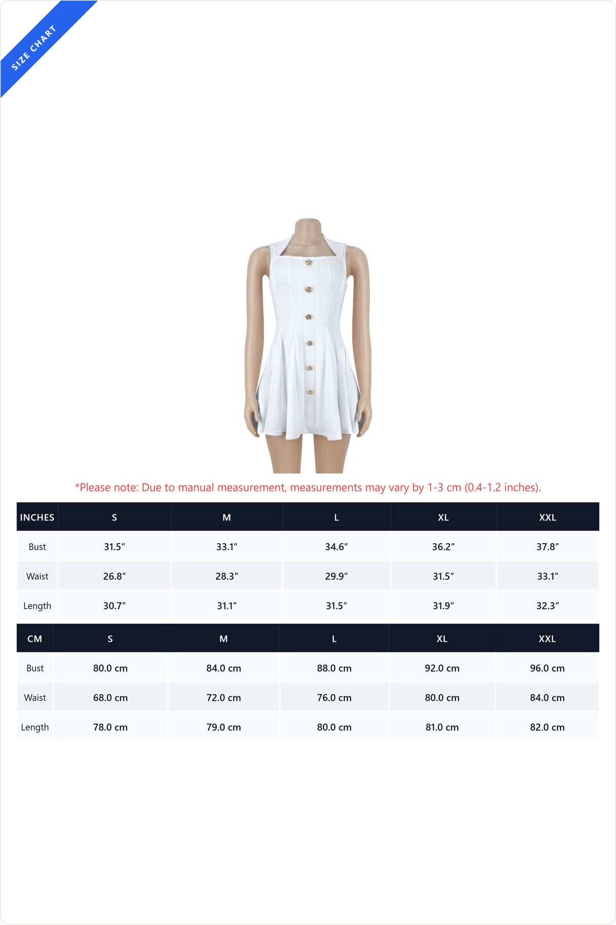 Square Neck Button Front Pleated Mini Dress Lavish Daily